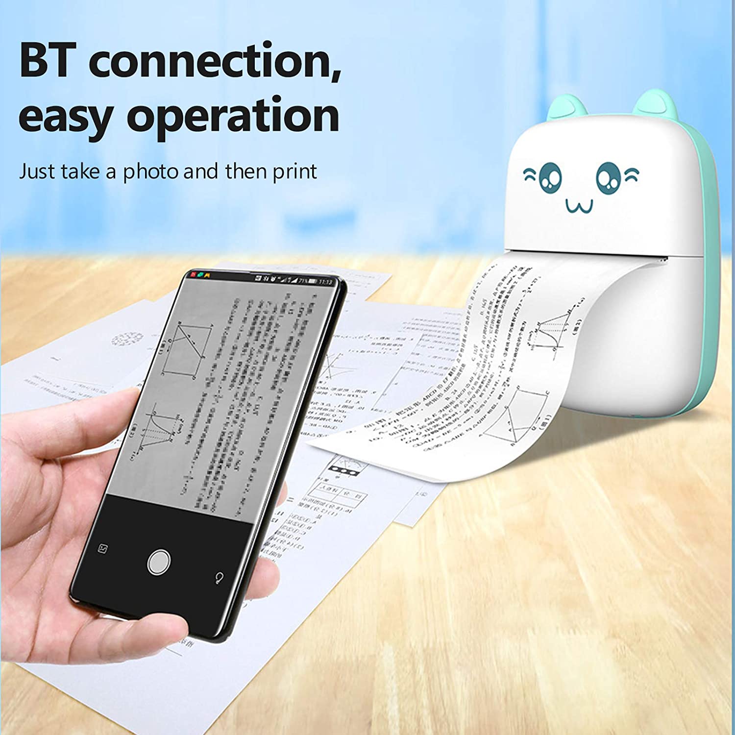 "Compact Portable Mini BT Thermal Printer – Wireless Pocket-Sized Printing on the Go"