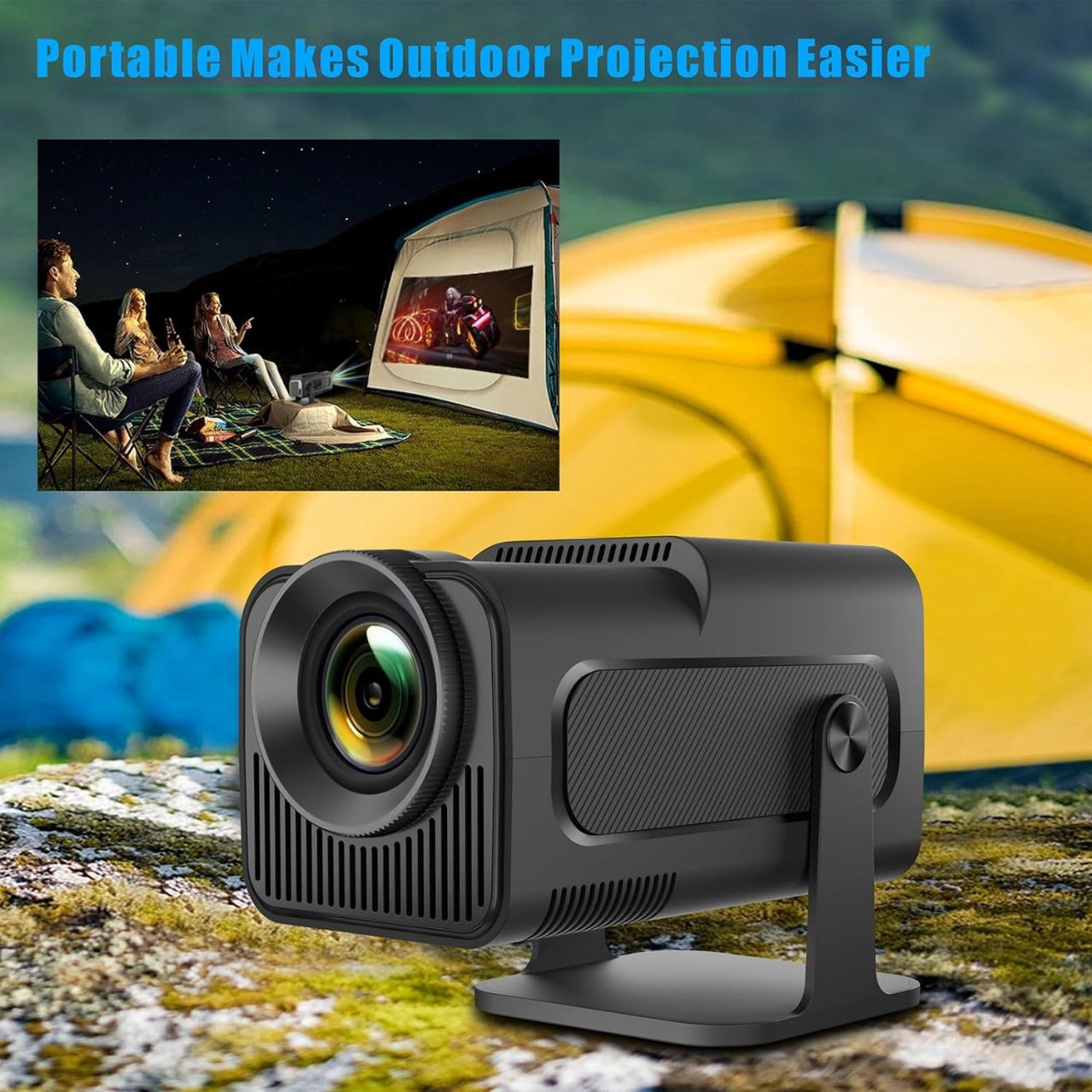 "Cinematic Anywhere: The Smart Mini Square Projector"