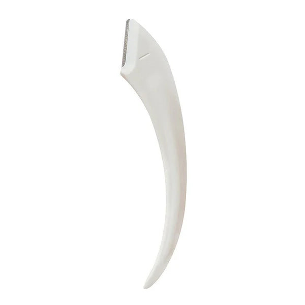 "Curved Moon Eyebrow Trimming Knife with Comb – Small Beauty Gadget for Precision Grooming"